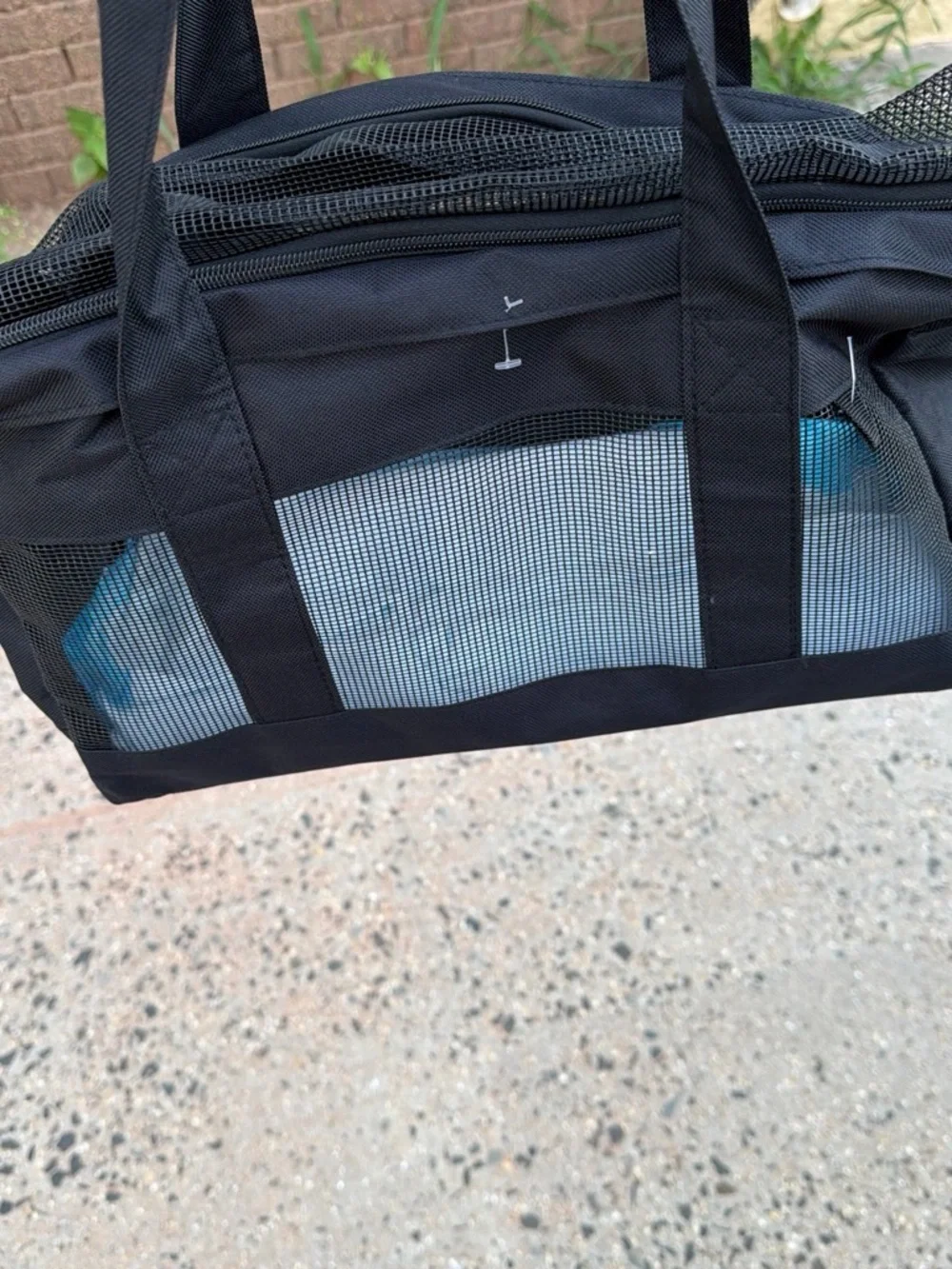 Black pet Mesh Tote Bag with Zippered Pocket - Unbranded